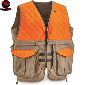 Gilet utilitaire matelassé orange pour homme, col en V, multi-poches, haute visibilité, pour la chasse, la pêche, gilet de sécurité léger - Product Image 1