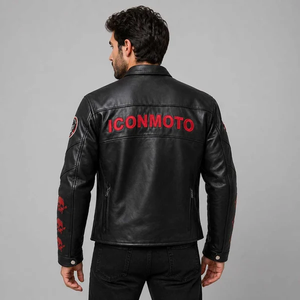 Blouson de moto en cuir de vachette véritable pour homme/Chaqueta avec protection CE niveau 2 et bosse de protection - Product Image 2