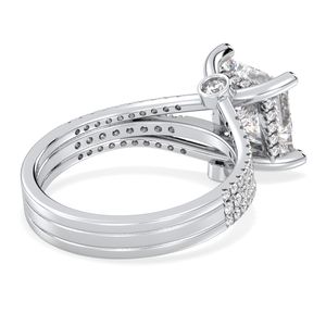 REYES Anillos de boda exquisitos con corte princesa de 2,52 quilates para mujer, joyería fina chapada en oro blanco de Plata de Ley 925 - Product Image 4