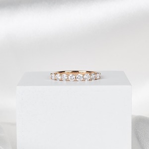 Dazzling Round Lab Diamond Band Half Eternity Wedding <b>Ring</b> 14K White <b>Gold</b> Stackable Bridal <b>Set</b> Engagement Band for Women - Product Image 6