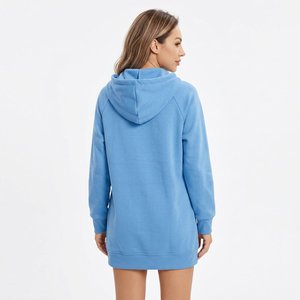 Women's <b>Long</b> <b>Hoodie</b> Custom Embroidery Oversized Cotton Fleece Sweatshirt Casual Streetwear Private Label Wholesale Supplier - Product Image 4