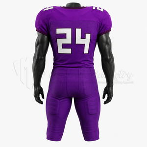 Ensemble d'uniformes de football américain personnalisés, maillot et pantalon de football violet pour équipe, fabricant de vêtements de sport sur mesure OEM ODM - Product Image 2