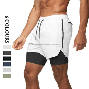 Short de sport GYM taille moyenne à séchage rapide avec logo imprimé en gros Pantalon de course Camouflage 2 en 1 Short de fitness - Product Image 2