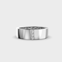 Anillo de Boda Evanex de Plata 925 Chapado en Oro Blanco con Moissanita Redonda Engastada en Canal, Diseño Geométrico Clásico Unisex