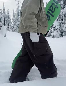Pantalon de ski unisexe pour adultes, imperméable, chauffant, coupe-vent, en tissu -Tex 10000 mm, polyester, fermeture à cordon, style cargo, doublure polaire - Product Image 3