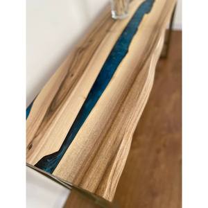 Mesa Consola Moderna para Sala de Estar TIMELESS CRAFT, Resina Epoxi y Madera, Forma Rectangular, Diseño de Río de Epoxi Azul Hecho a Mano, Decoración para el Hogar - Product Image 5
