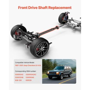 Albero di Trasmissione Anteriore per Jeep Cherokee L6 4.0L 1987-2001, 30.9"-33.8", Ricambio per Albero Cardanico # 5300554 - Product Image 2