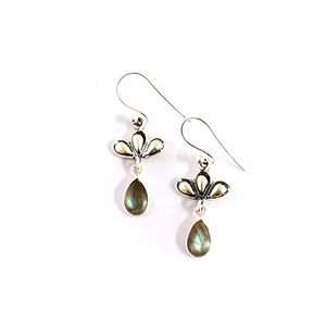 ต่างหูลาบราโดไรต์รูปทรงหยดน้ำลายดอกไม้สำหรับผู้หญิง สามารถปรับแต่งได้ เหมาะสำหรับเป็นของขวัญ - Product Image 3