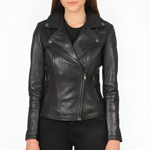 Veste en cuir pour femme de haute qualité, vente en gros, design personnalisé, manches longues, style streetwear, veste en cuir courte pour moto et course. - Product Image 4