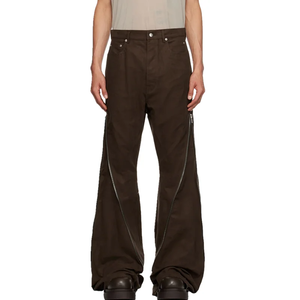 Article populaire : Pantalon banane pour homme en sergé de coton biologique, à taille haute avec passants de ceinture et panneau d'extension zippé innovant - Product Image 4