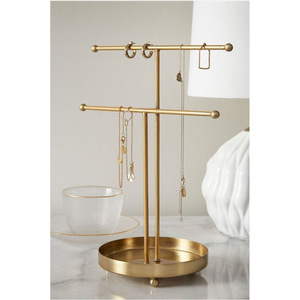 Tree Shape Golden Metal Jewelry <b>Stand</b> <b>Display</b> Rack <b>for</b> Necklaces Bracelets Rings Modern Industrial Adjustable Height Desktop - Product Image 5