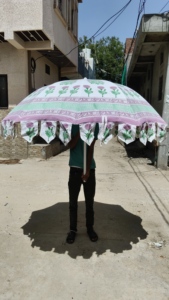 Parasol indien en coton imprimé à la main, protection solaire, parasol robuste, motif floral imprimé à la main, style indien - Product Image 3