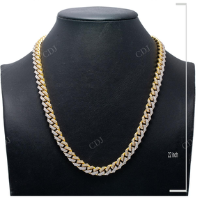 12MM 22" Hip Hop Miami Cuban Link <b>Chain</b> Necklace VVS1 Moissanite Clasp Gold Finish Sterling Silver Customizable Unisex Jewelry - Product Image 2