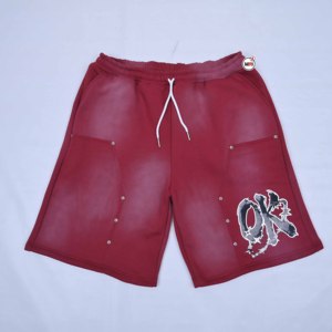 Ensemble de survêtement à capuche rouge avec lettres appliquées, décontracté, éco-responsable, streetwear, short et sweat à capuche unisexe pour adulte, collection automne - Product Image 6
