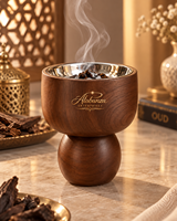 Brûleur d'encens Bakhoor en bois de luxe avec bol intérieur en acier inoxydable, écologique, encens indien, Oud arabe, aromatique, pour la maison et l'hôtel