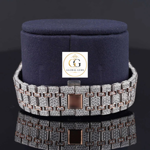<b>Top</b> Quality <b>Rose</b> Gold Automatic VVS Moissanite Diamond Watch Rubber strap for Men or Luxury Wristwatch Available at Good Price - Product Image 5
