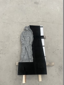 Nouvelle pierre tombale militaire <span class=keywords><strong>en</strong></span> pierre de <span class=keywords><strong>granit</strong></span> noir absolu personnalisée conception de monument de pierre tombale de Style russe - Product Image 5
