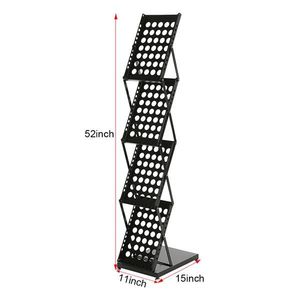 Revistero Metálico Negro de 4 Niveles, Portátil, Plegable y de Diseño Contemporáneo - Product Image 3