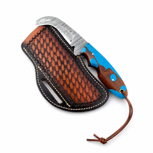 Couteau en acier Damas à lame pointue, manche en bois de résine, épaisseur de la lame 4 mm, longueur totale personnalisable (jusqu'à 8 pouces), pour survie DIY - Product Image 1