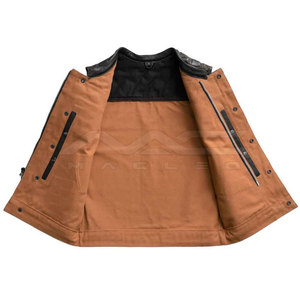 Premium <b>Leather</b> <b>Vest</b> Sleeveless Outerwear Smooth Finish Button Closure Front Pockets Durable Construction Wholesale Supplier - Product Image 2