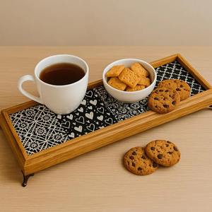 Bandeja de madera impresa para desayuno en la cama, bandeja impresa para servicio de comida matutina, bandeja de servicio al por mayor para uso doméstico y en la cocina - Product Image 1