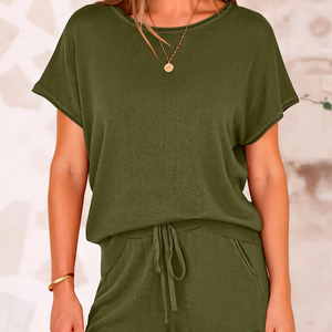 Nuevo Diseño de Ropa Deportiva para Mujer, Conjunto de Dos Piezas para Fitness, Running y Jogging, Servicio OEM, Conjunto de Camiseta y Pantalones Cortos 100% Algodón - Product Image 3