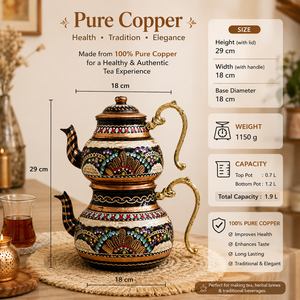 Traditional Turkish Copper Double <b>Tea</b> Pot <b>Set</b> Handmade Enamel Copper <b>Tea</b> Kettle OEM Wholesale Supplier Manufacturer Factory - Product Image 5
