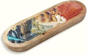 Handcrafted Wooden Art Tray | Bird Pattern Ash Catcher for Meditation <b>Yoga</b> & Home Decor | Birthday <b>Gift</b> Decorative Incense - Product Image 3