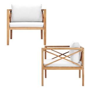 Sillón de Jardín de Madera de Teca con Cojín Blanco, Muebles de Jardín Contemporáneos, Precio al por Mayor - Product Image 4