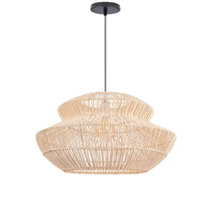 Farmhouse Rattan Pendant <b>Lighting</b> Fixture For Bedroom - Product Image 4
