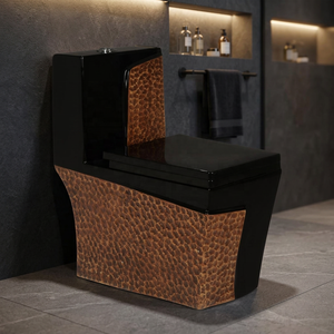 WC monobloc en céramique de luxe indien Vistaar, noir, pour usage commercial et résidentiel - Product Image 2
