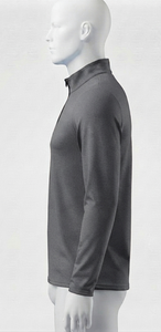 Suéter de Punto Gris Oscuro para Hombre, Cuello Alto, Cierre de Cremallera de un Cuarto, Manga Larga, Corte Regular, para Otoño, Secado Rápido, Diseño Sólido - Product Image 3