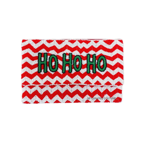 Embroidered Grinch Christmas <b>Clutch</b> With Ho Ho Ho Text And <b>Red</b> Green Poinsettia Pattern Winter Holiday Fashion Women's <b>clutches</b> - Product Image 4