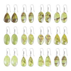 Pendientes de Plata con Ópalo Verde Peruano de Múltiples Formas para Mujer, de Alta Calidad, Lindos, para Fiesta, Regalo, Venta al por Mayor - Product Image 1