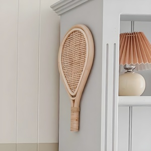 Juego de raquetas de tenis de ratán premium, piezas decorativas para juguetes de simulación para bebés y arte para colgar en la pared - Product Image 5