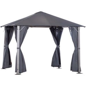 Gazebo da Giardino 3x3 Metri Grigio Scuro Serie AS con Tettoia e Pergola - Product Image 2