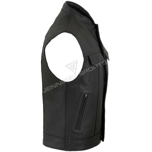 Nouveau design – Gilet de motard décontracté en cuir de vachette véritable pour homme avec logo personnalisé - Product Image 3