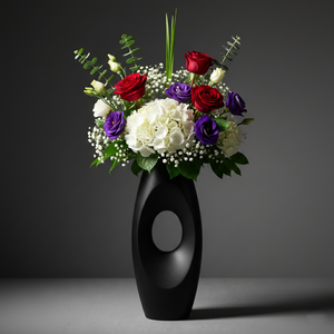 Vase à fleurs abstrait moderne en aluminium moulé, style nordique noir mat, pot à fleurs géométrique minimaliste, vase décoratif pour bourgeons - Product Image 2