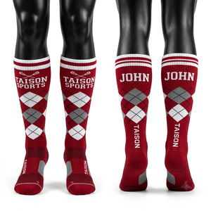 280 GSM Premium Wool/Spandex Pink Navy Lacrosse <b>Socks</b> Sublimated Custom Logo Quick Dry Breathable Athletic Team Wear - Product Image 3