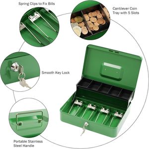 Cassetta Portavalori Grande in Metallo con Serratura e Chiave, Vassoio Porta Soldi per Registratore di Cassa POS, Cassetta di Sicurezza in Metallo per Conservazione Sicura di Denaro - Product Image 5