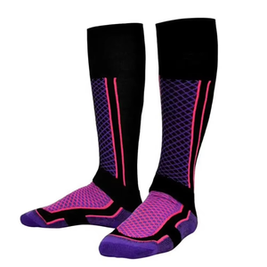 <b>Knee</b> <b>High</b> Running <b>Socks</b> Breathable Knitted Geometric Pattern Black Gray for Adults Summer Sports Wear - Product Image 2