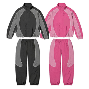 Ensemble de survêtement sportif unisexe de qualité supérieure, vert, imprimé étoiles géométriques, fermeture éclair intégrale, respirant, en polyester, pour l'automne - Product Image 2