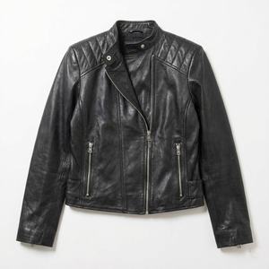 Veste en cuir noire courte et élégante pour filles, avec taille ajustable par fermeture éclair et design personnalisé, prix de gros - Product Image 1