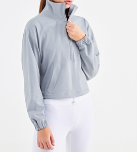 Chaqueta Deportiva Corta de Nylon y Spandex Suave para Mujer, con Media Cremallera, para Otoño e Invierno, Ideal para Correr y Hacer Ejercicio - Product Image 6