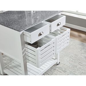 Carrello da Cucina Mobile con Isola, Cassetto e Cesto Portaoggetti Estraibile in Rete - Product Image 5
