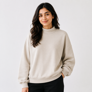 Sudadera Personalizada con Cuello Alto para Mujer, Fabricante OEM ODM de Algodón French Terry, Proveedor Mayorista - Product Image 1