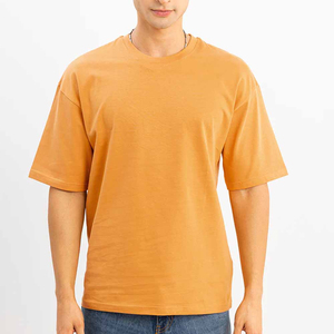 T-shirt Homme de Luxe 100% Coton Col Rond Côtelé Coupe Oversize Épaules Tombantes Streetwear Imprimé Logo Personnalisé T-shirt Vierge - Product Image 4