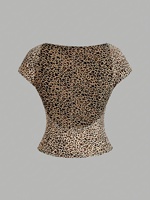 Haut court ample personnalisable de haute qualité pour femme, col rond, épaules tombantes, manches courtes, couleur unie, tricoté, respirant, séchage rapide