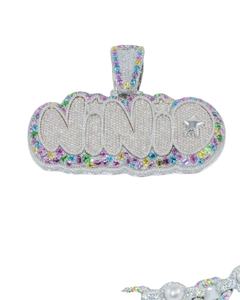 Colgante de Hip Hop con Nombre Personalizado, Plata 925, Perla, Cadena Cubana, Letra con Moissanita, Chapado en Oro Rosa, Certificado GRA, para Mujer - Product Image 1