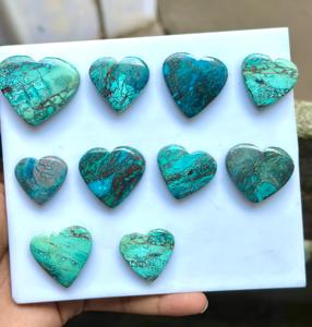 Gemas Naturales MAHNAJ, Cabujón de Shattukite en Forma de Corazón, Gema Suelta Pulida, Azul Verde Turquesa con Juego de Colores para Joyería - Product Image 5